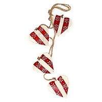 гирлянда новогодняя подвесная сердца в красную полоску со снежинками christmas hearts, 60 см в Пятигорске