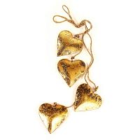 гирлянда новогодняя подвесная сердца золотые golden hearts, 65 см в Пятигорске