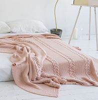 комплект плед с косами (180*220) и 2 наволочки (50*50) св. персик в Пятигорске