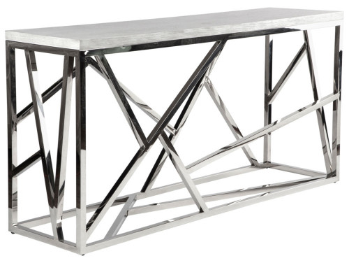консоль geometric 180x50x90 хром, белая столешница в Пятигорске