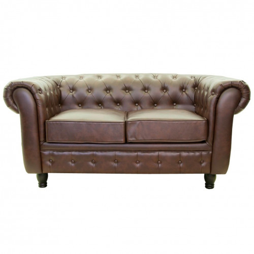 диван chesterfield двухместный прямой коричневый в Пятигорске