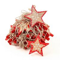 набор елочных украшений звезда деревянная с красным ободком christmas stars, 30 штук в Пятигорске