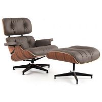 кресло eames style lounge chair кожа коричневое в Пятигорске