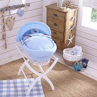 колыбель-переноска gift wicker moses basket белая, голубое белье в Пятигорске