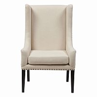 кресло мягкое с ушами белое nailhead fabric armchair в Пятигорске