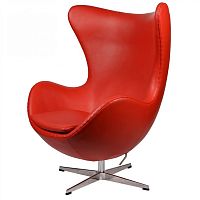 кресло arne jacobsen style egg chair кожа красное в Пятигорске