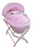 колыбель-переноска gift wicker moses basket белая, розовое белье в Пятигорске