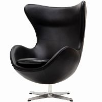 кресло с подлокотниками arne jacobsen style egg chair черное в Пятигорске