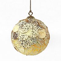 шар новогодний золотой с мраморными чешуйками paper ball, 10 см в Пятигорске