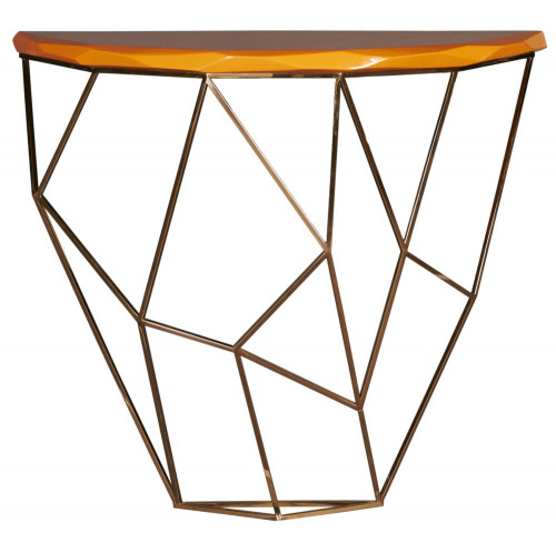 консоль geometric 100x38x90 золото, коричневая столешница в Пятигорске