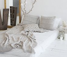 комплект плед с косами (180*220) и 2 наволочки (50*50) лён в Пятигорске