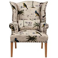 кресло мягкое с ушами quinn tufted armchair бежевое с рисунком в Пятигорске